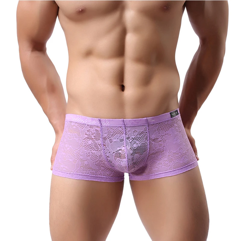 2019 Новая мода мужские сексуальные боксеры шорты мягкие кружевные трусы дышащие