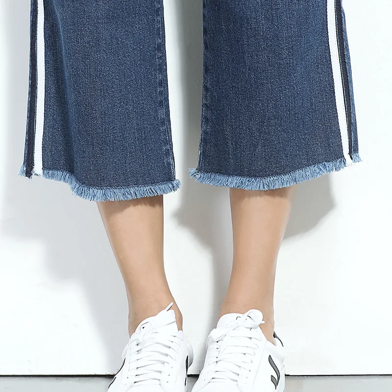 LEIJIJEANS Новое поступление весенние размера плюс в полоску по бокам с кисточками