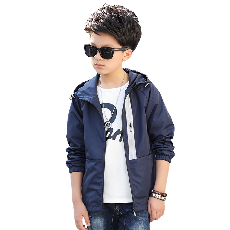 

2022 Children Outerwear Kids Sporty Solid color Jackets Double-deck Waterproof Windproof Boys Jackets For 5-15 Years Old 2Colors