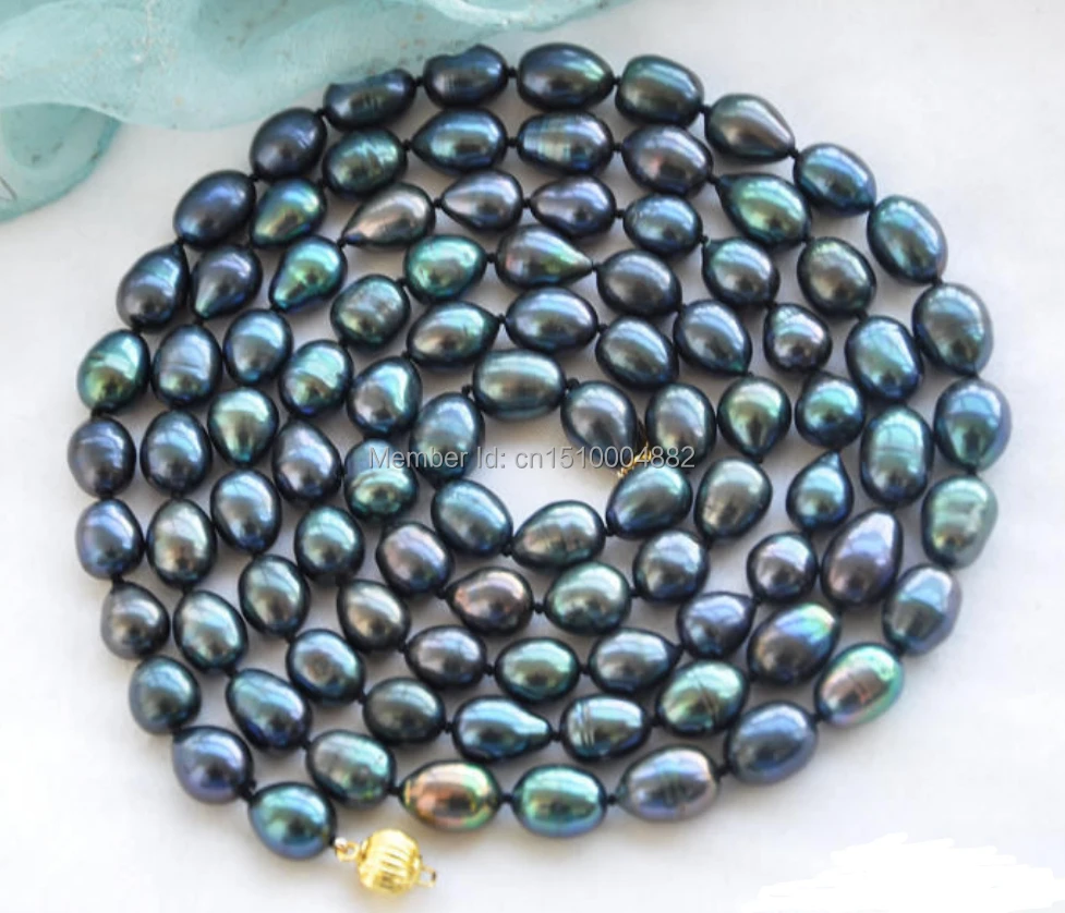 Ожерелье из пресноводного культивированного жемчуга в виде павлина черного риса