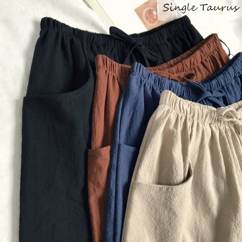 Летние хлопчатобумажные шорты для женщин с эластичной резинкой на талии