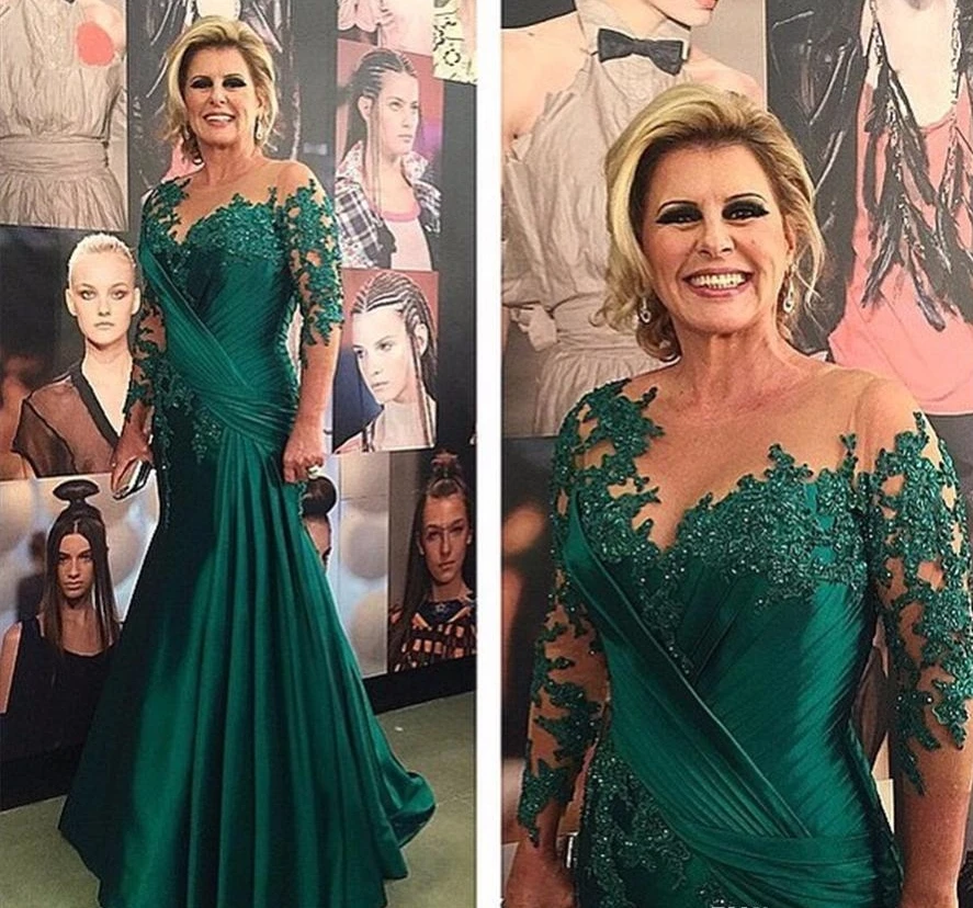 

Dark Green Arabic Mermaid Evening Dresses 2020 Robe De Soiree Half Sleeve Formal Gown Women Party Prom Dress Custom Made