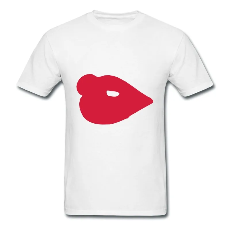 Make Own Cotton T Shirt Men's Red Hot Luscious Full LipsVector Design Cool School Tshirts for Boy Fashion Style Мужская одежда