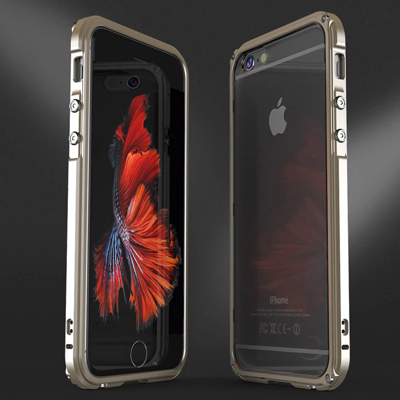 Металлический противоударный защитный чехол для iPhone 8, 7, 6, 6S Plus, чехол s, 3 в 1, алюминиевый бампер+ прозрачный жесткий Гибридный чехол из поликарбоната