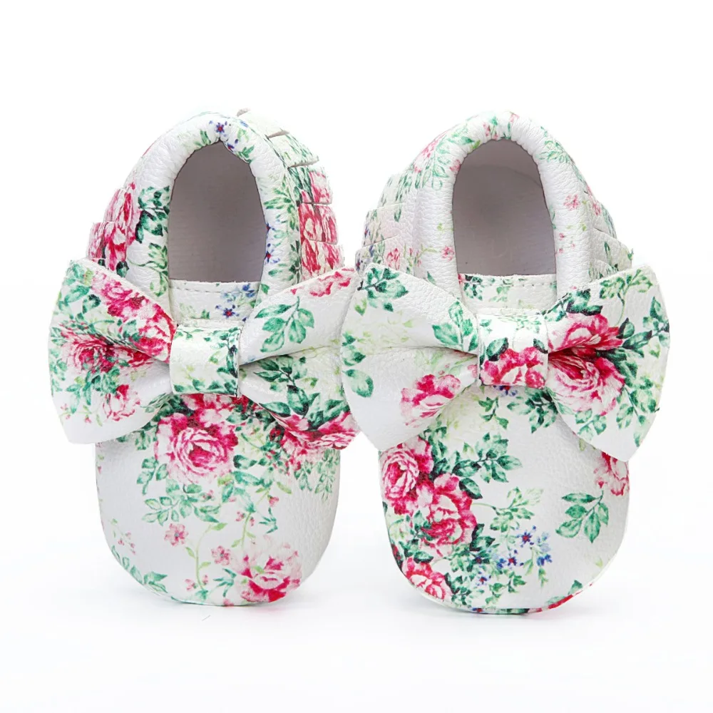

2019 new fashion fruit flower bow hard sole toddler moccasins with rubber sole first walker infant shoes baby girls boys shoes