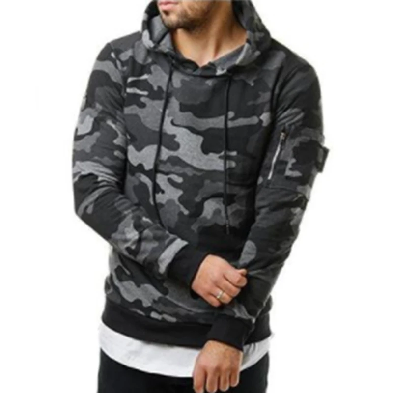 Новый плюс размер мужской Камуфляжный спортивный костюм Повседневный пуловер с