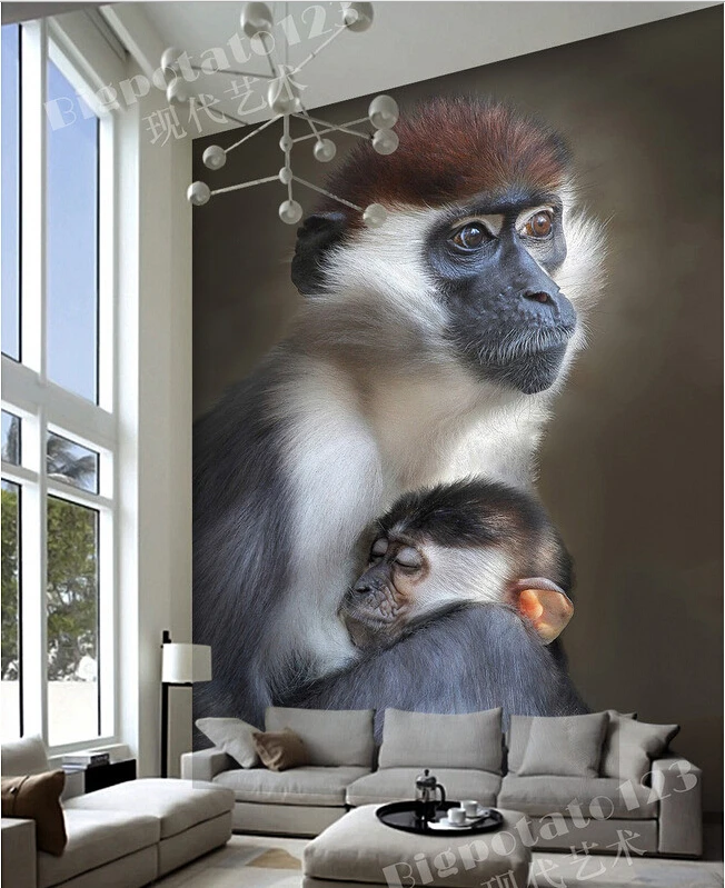 Объемные большие фрески на заказ Красивая большая обезьянка маленькая гостиная