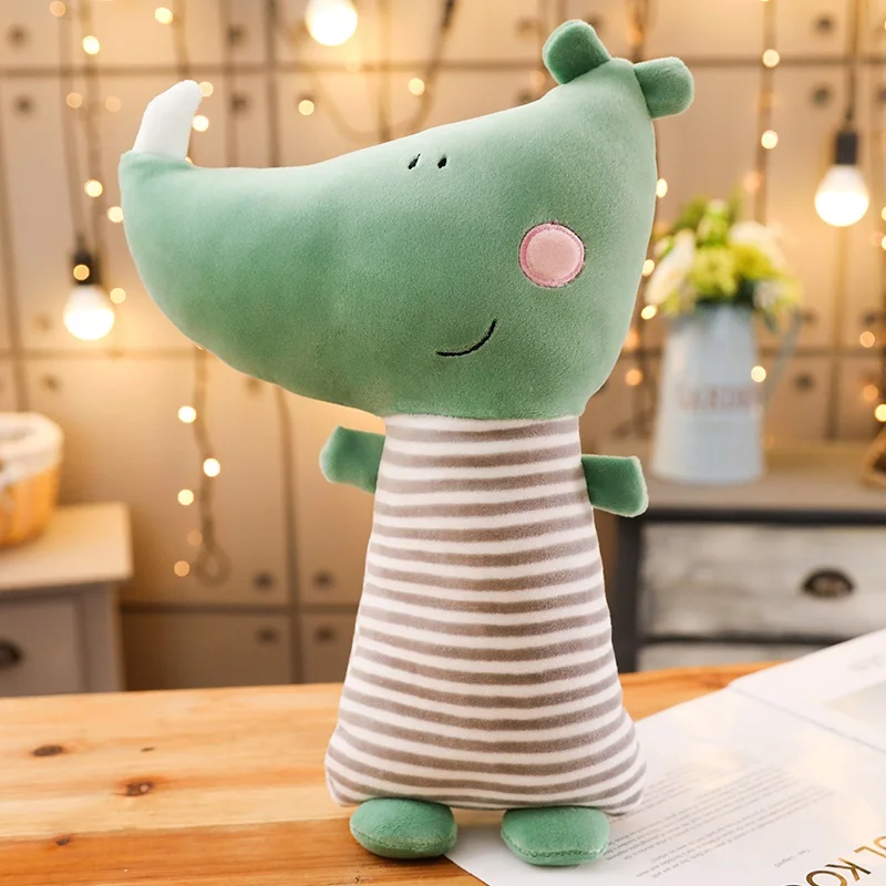 Green 1 шт. 35 см Kawaii мышь носорог Лиса плюшевые игрушки мягкие животные Подушка Рождественский подарок для детей милые подарки на день Святого Валентина - Color: Green