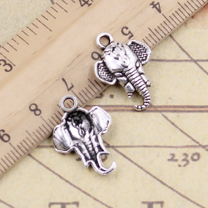 

20pcs Charms Elephants Head 22x16mm Tibetan Bronze Silver Color Pendants Antique Jewelry Making DIY Handmade Craft
