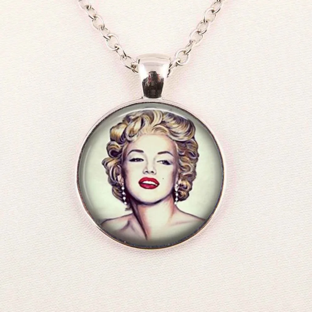 Wholesale Girls Glass Cabochon Necklace Marilyn Monroe Handcrafted Jewelry Photo Pendant Neckalce | Украшения и аксессуары