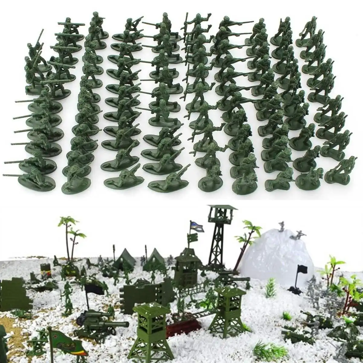 100pcs/set Military Plastic Toy s Army Men Figures 12 Poses Gift Model Action Figure Toys For Children Boys - купить по выгодной