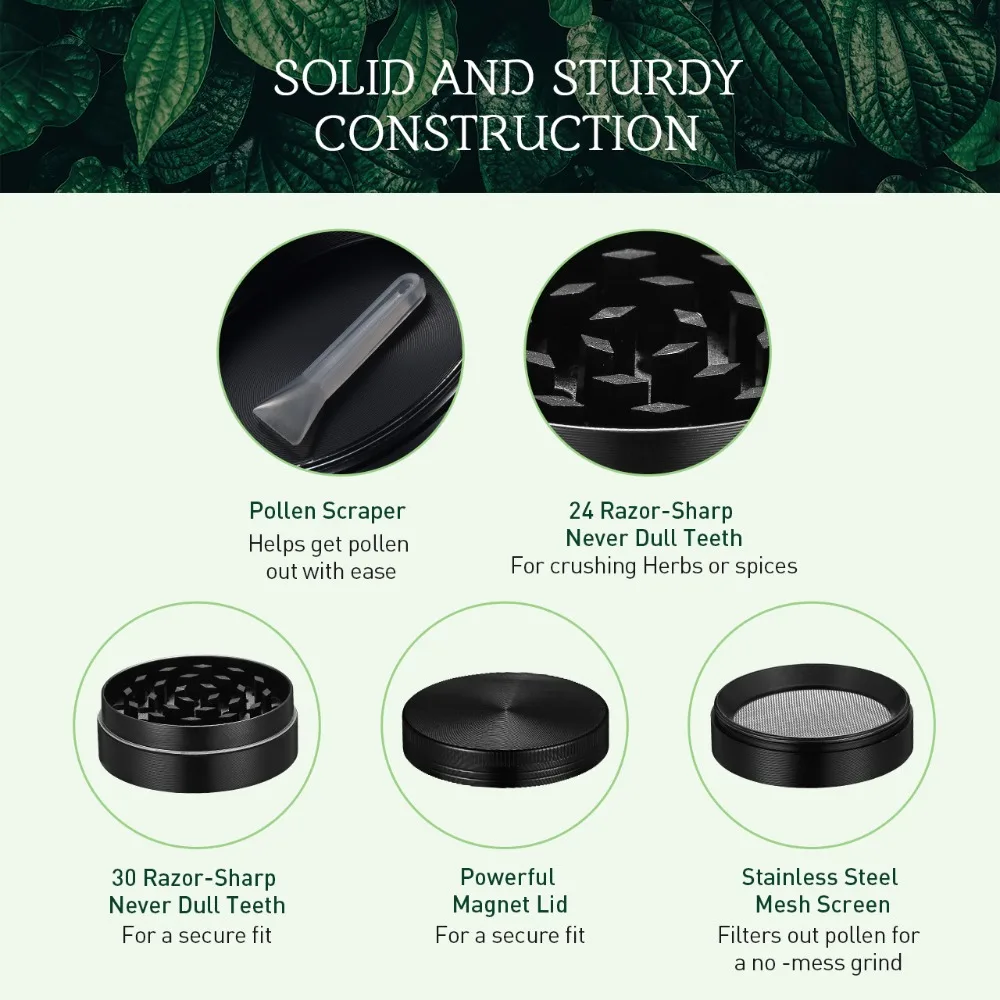 Мельница для специй трав 2 дюймовый 4 слойный 3 камерный дизайн мощная магнитная