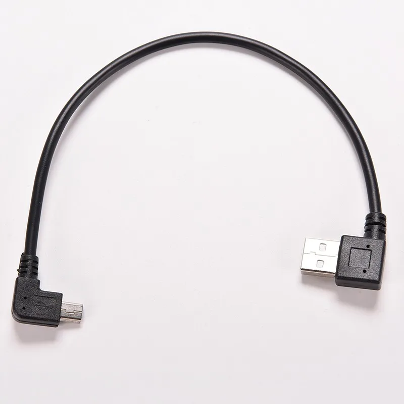 JETTING Mini USB кабель для передачи данных 25 см под прямым углом USB 2,0 A штекер для Mini USB 5 Pin Левый угол Мужской кабель Шнур адаптер разъем