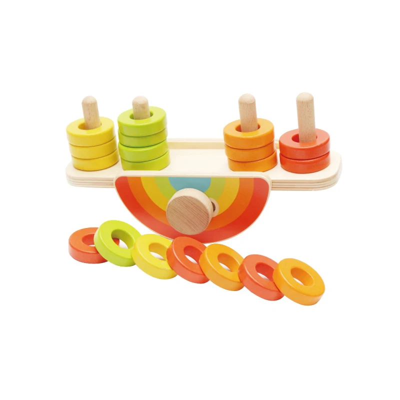 Разноцветные строительные блоки Монтессори деревянные радужные развивающая