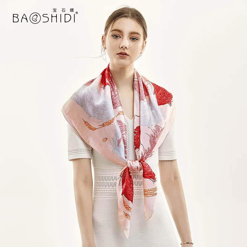 Женский шарф из 100% шелка BAOSHIDI толстый натурального 16 момме 106*106 см |