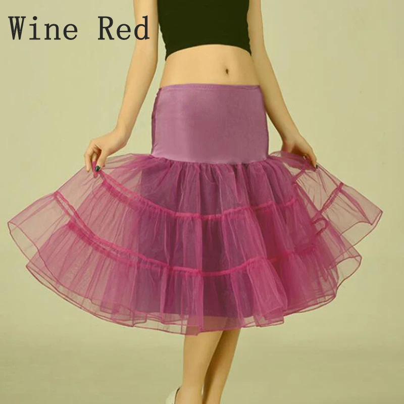 wine red LAMYA короткая винтажная Свадебная юбка для невесты подъюбник для свадебного платья рокабилли пачка органза Хэллоуин подъюбник кринолин - Цвет: wine red
