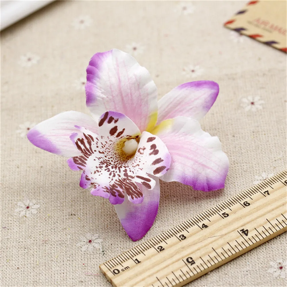 5pcs Silk Butterfly Orchid Artificial Flower Wedding decoration Head For Car Home Decoration Cymbidium Flowers Plants | Дом и сад