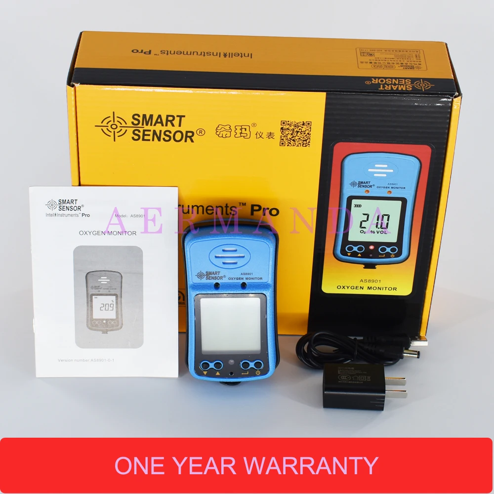 Кислородный монитор AS8901 смарт-датчик O2 газовый детектор 0-30% громкости звуковая