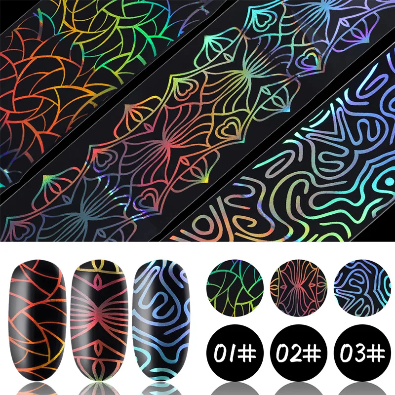 Голографическая фольга для ногтевого дизайна переводные наклейки ногтей