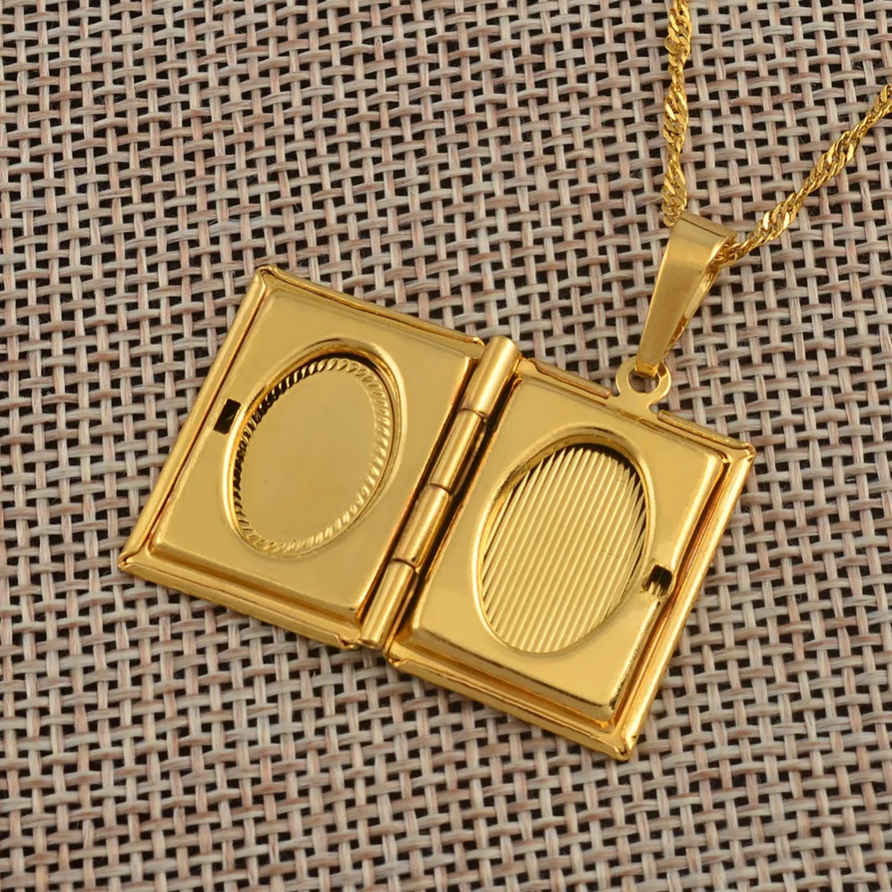 Anniyo Allah Box Necklacers for Women Muhammad Gold Color DIY Keeping Photo Pendant Muslim Islamic Jewelry Gifts #068002 | Украшения и
