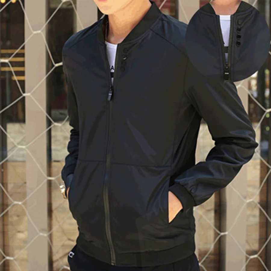 Мужская куртка-бомбер повседневная ветрозащитная куртка на молнии модель 50j0048