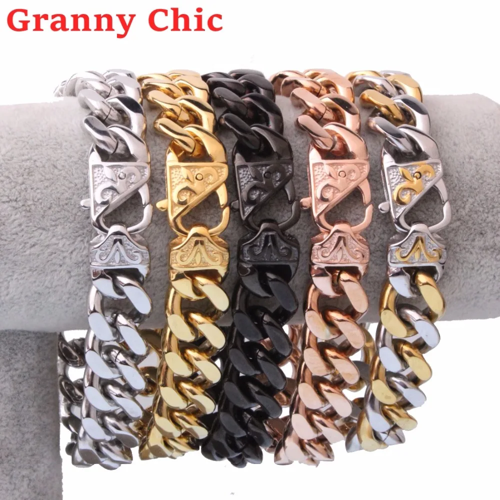 Фото Мужской браслет из нержавеющей стали, под серебро, розовое золото №1