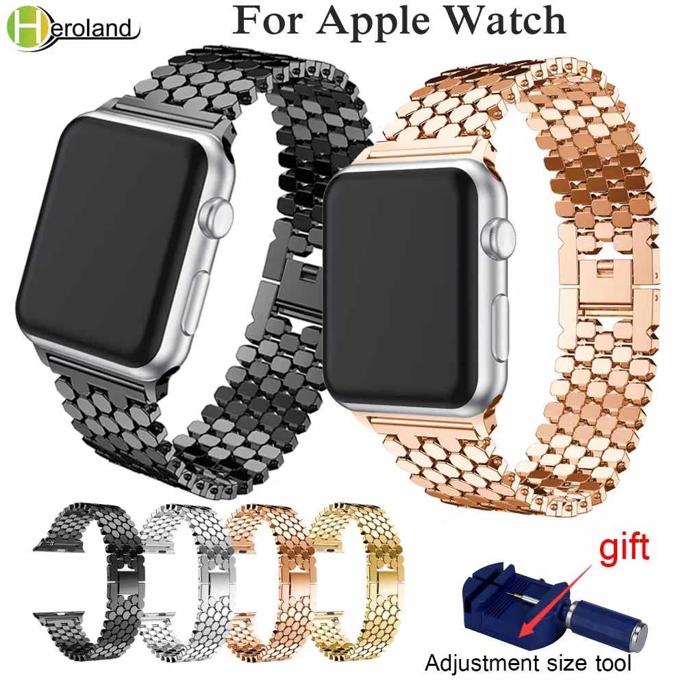 Роскошный стальной браслет для Apple Watch 44 мм 40 42 38 iwatch series 6 SE 5 4 3 2 1 металлический