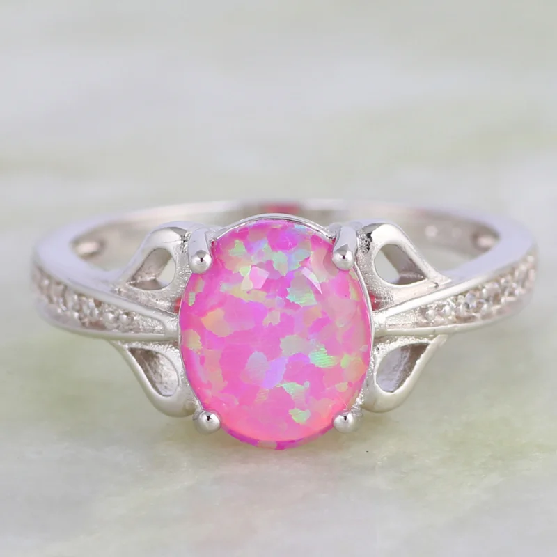 Кольца с розовым огненным опалом женские вечернее Ювелирное Украшение