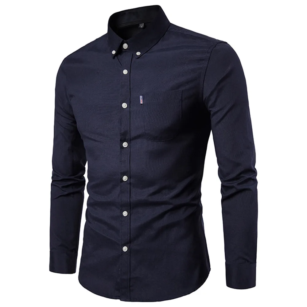 Men Casual Shirts Autumn Winter Solid Long Sleeve Sport Daily Polyester short Turn-down Color Slim fit Shirt Top Blouse c0502 | Мужская