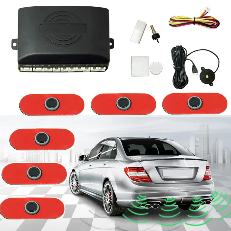 6 Sensors Buzzer 12V Car Parking Sensor System Kit Reverse Radar Sound Alert Indicator Free Delivery radar detector | Автомобили и