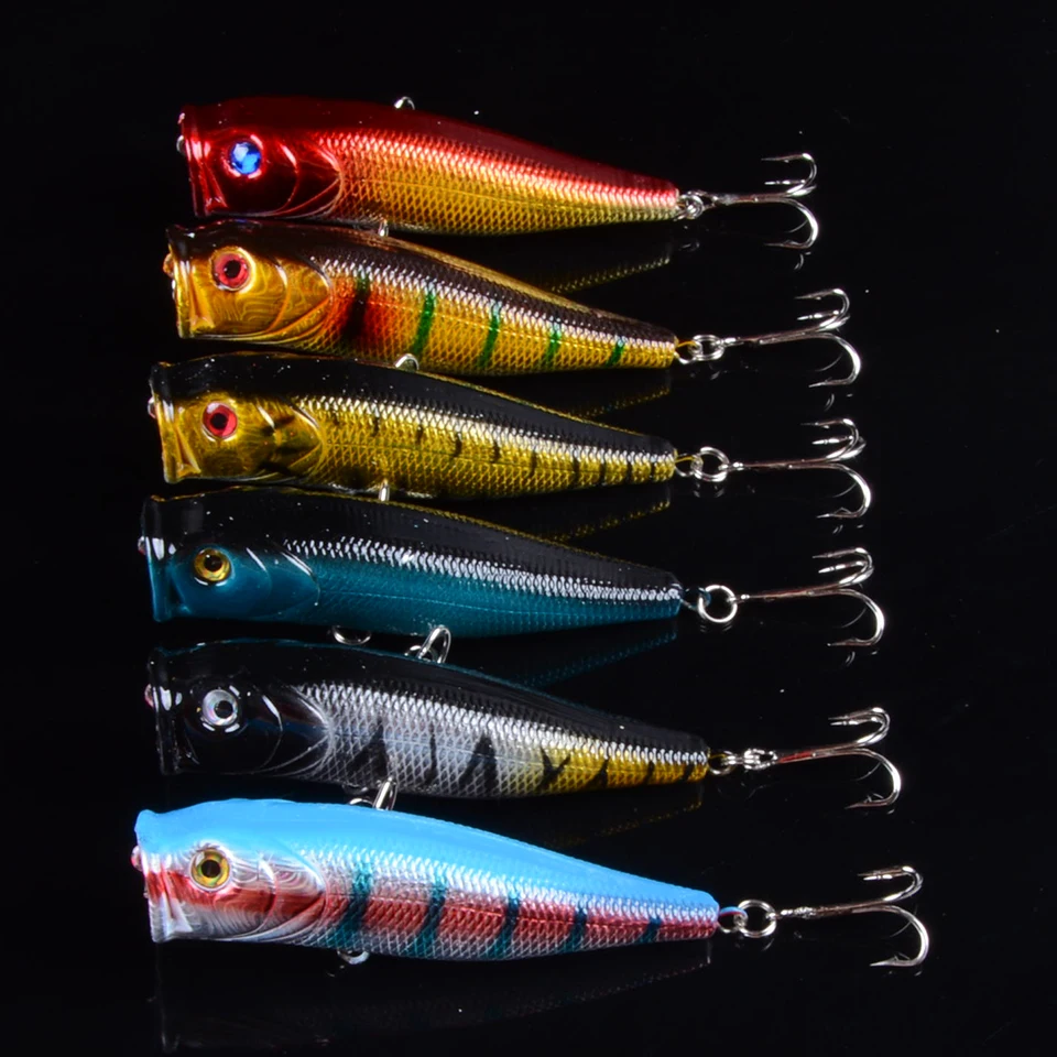 48Pcs/set Mixed Popper Fishing Lure Set Artificial Kit Wobblers Minnow Crankbait Hard Bait 3D Eyes | Спорт и развлечения