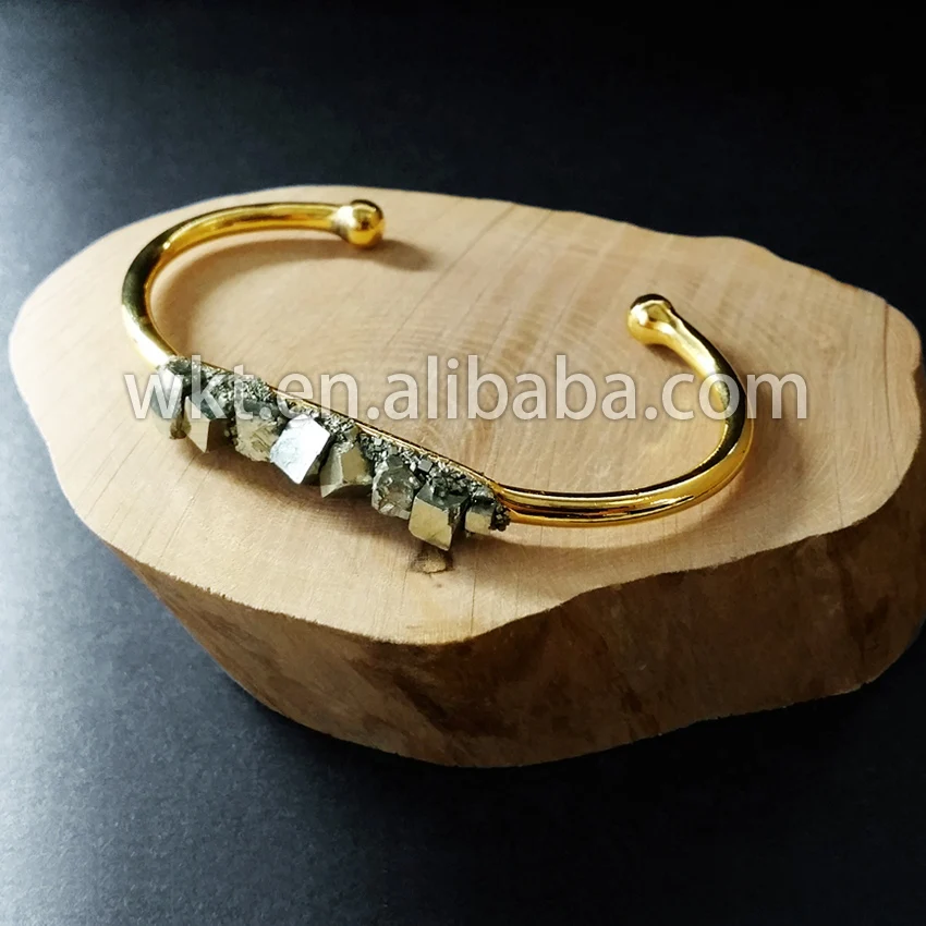 Женский браслет Пыльник из латуни простой инкрустированный Пиритом золотистого