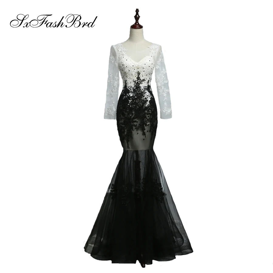 Vestido De Festa Sweetheart Long Sleeves Mermaid With Appliques Tulle Party Elegant Evening Dresses Dress for Women | Свадьбы и
