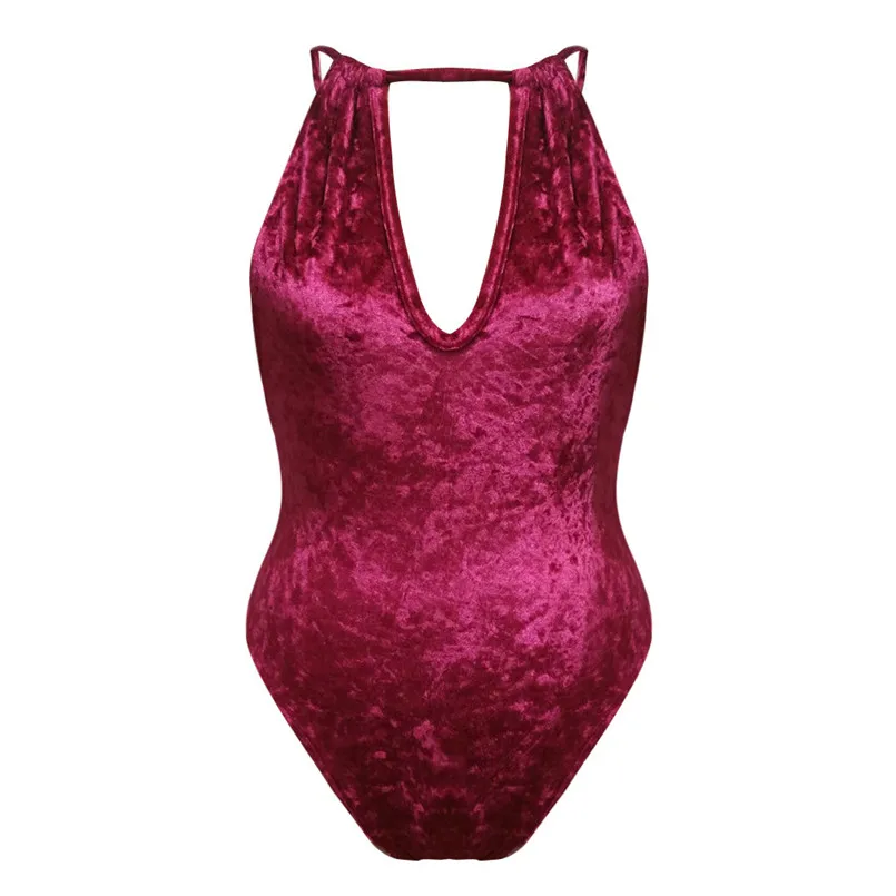 Новый летний женский сексуальный бархатный однотонный комбинезон с открытой
