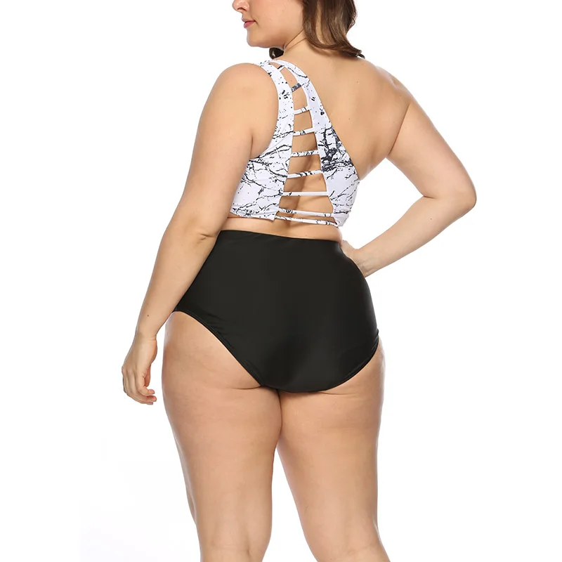 Комплект бикини с высокой талией женский купальный костюм на одно плечо женское