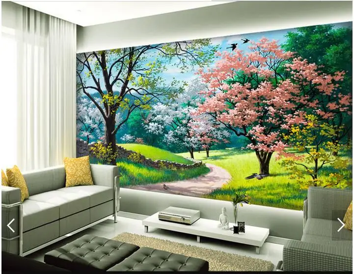 Пользовательские обои 3d настенные фрески пасторальный лес фотообои для крыльца
