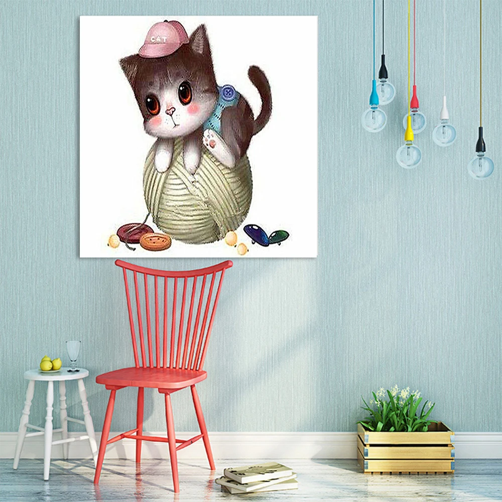 Полноформатная алмазная живопись 5D сделай сам вышивка квадратная кот милый