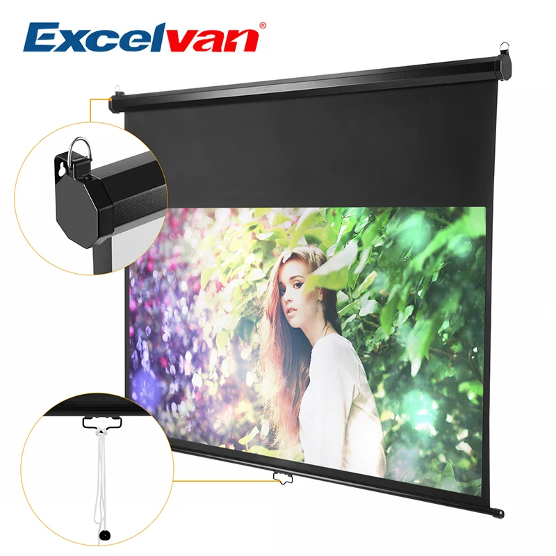 Excelvan 100 дюймов 16:9 коэффициент усиления 1 ручной вытягивающийся проекционный