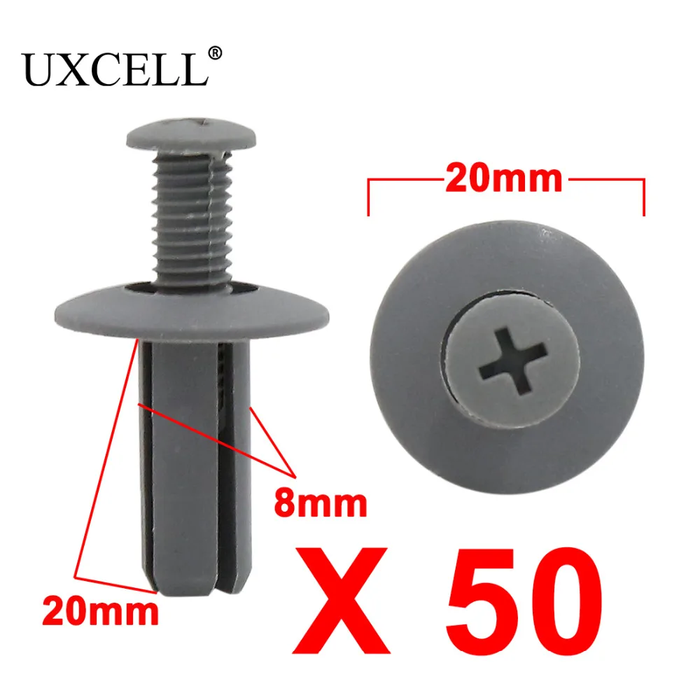 UXCELL 50 шт серый 8 мм автомобильное Отверстие Пластиковые заклепки застежка бампер