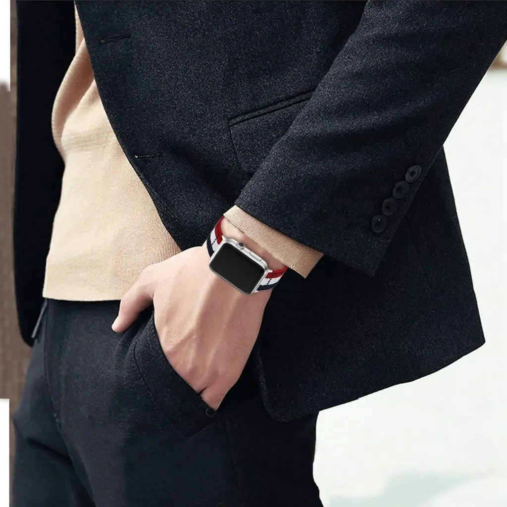 Yolovie нейлоновый тканый ремешок для Apple Watch 38 мм 42 мм 40 мм 44 мм Nato спортивные часы наручные полосы для iWatch Series5 4 3 2 1