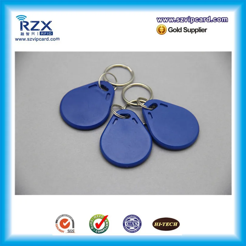 5000pcs Blue color 13.56Mh FM11RF08 1K memory rfid proximity tag key fob/ chain for access control system