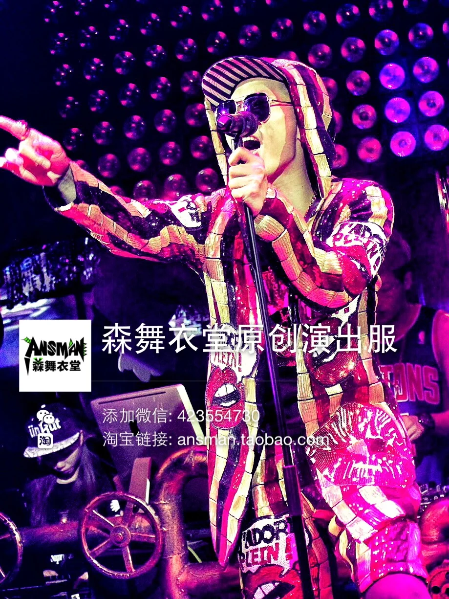 Мужская Новая мода певец ди-джей gd ночной клуб бар Пламенные губы яркая длинная