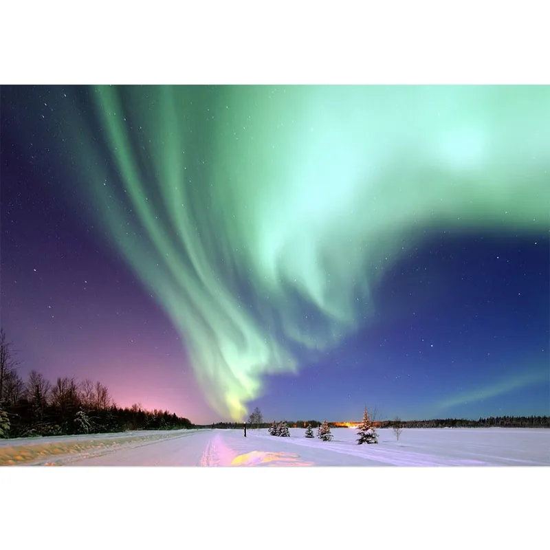 Diy 5d алмаз живопись вышивка зеленый свет и звездное небо зимние Пейзаж Вышивка