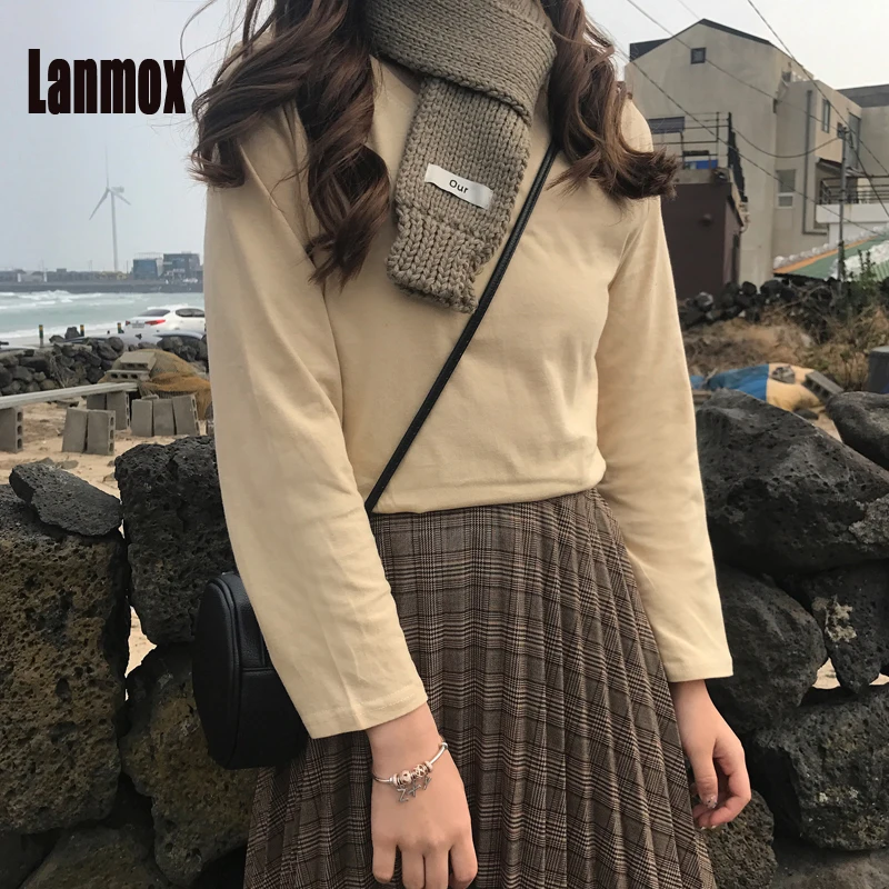 Lanmox Повседневное хлопка Harajuku футболка Для женщин топы весна осень краткое с