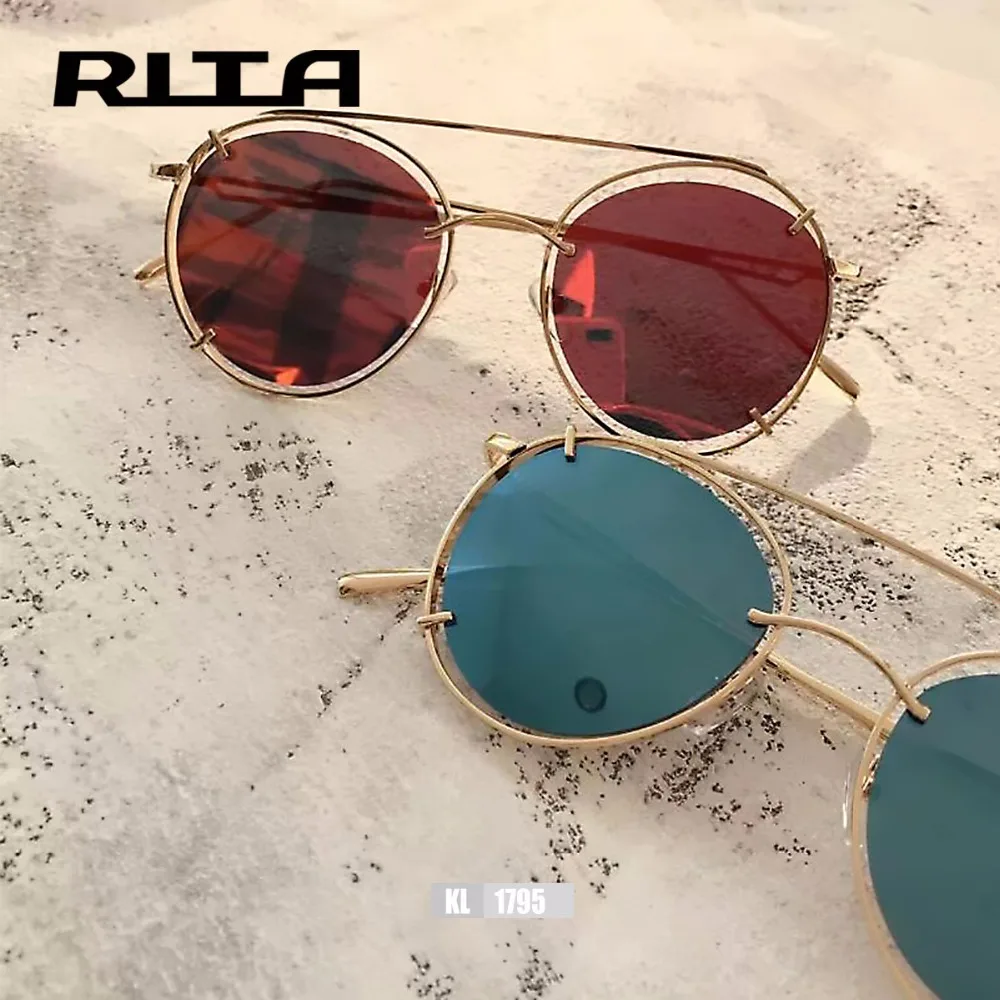 РИТА Женщины Марка дизайнер Зеркало Солнцезащитные Очки 2017 Роскошный Круглый