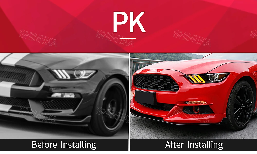 SHINEKA ABS автомобильный передний противотуманный светильник, украшение век, накладка, полоски, наклейки для Ford Mustang-, аксессуары для стайлинга автомобилей