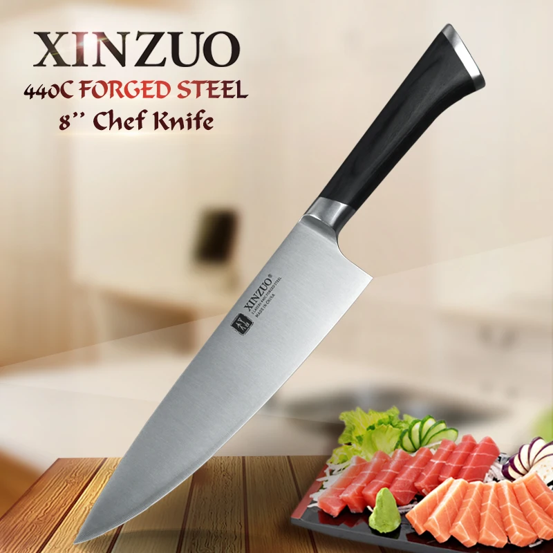 XINZUO 8 ''дюймовый нож шеф повара 3 слоя 440C одетая сталь 56 60 HRC кухонные ножи из