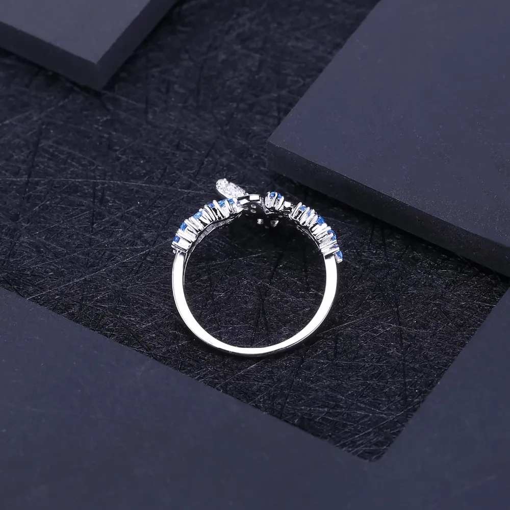 GEM'S балетное нано швейцарское кольцо с синей бабочкой из стерлингового серебра