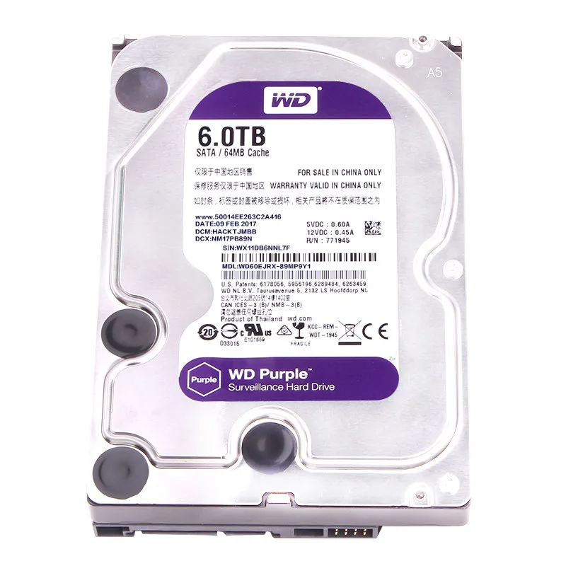 Жесткий диск WD Purple 6 ТБ HDD для наблюдения SATA 0 ГБ/сек. 3 5 &quot внутренний жесткий