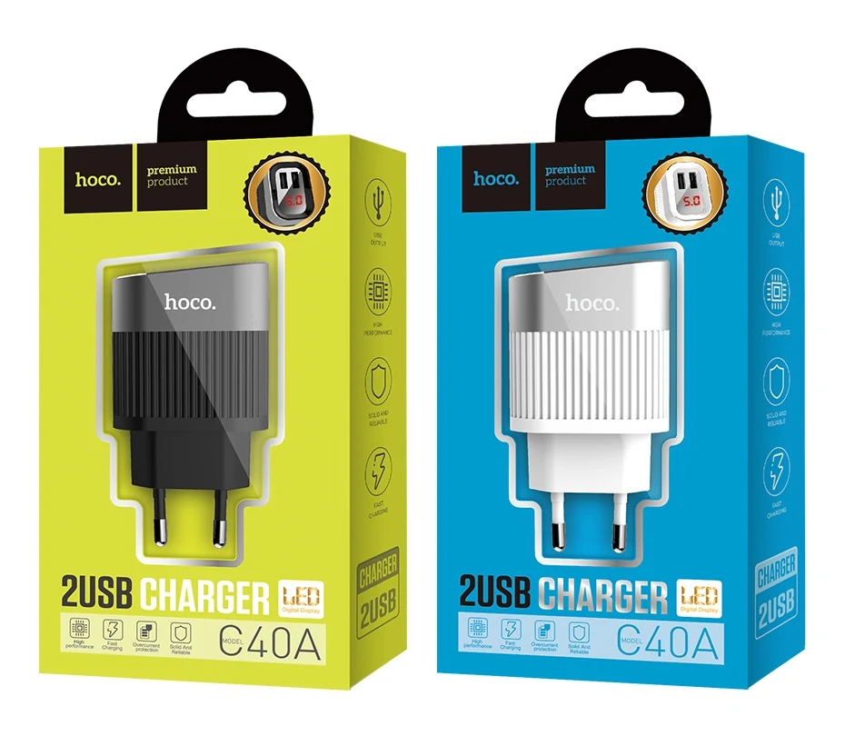 hoco зарядное устройство двойной usb адаптер 2.4a юсб розетка EU евро вилка для apple iphone samsung xiaomi ipad универсальный usb a сетевой адаптер для айфона зарядник на самсунг сяоми зарядка на айфон надежный